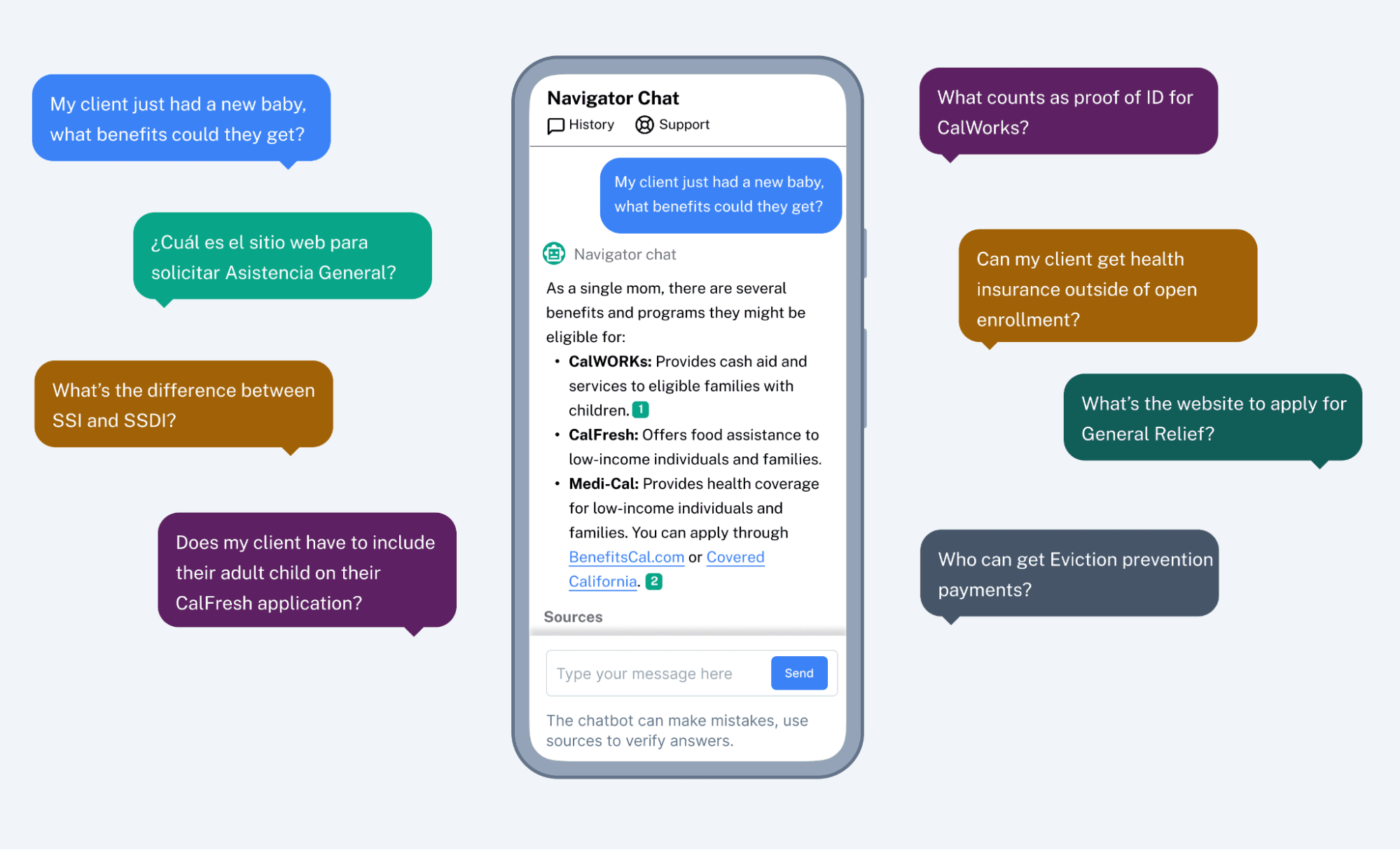 A screesnhot of our Navagator chatbot