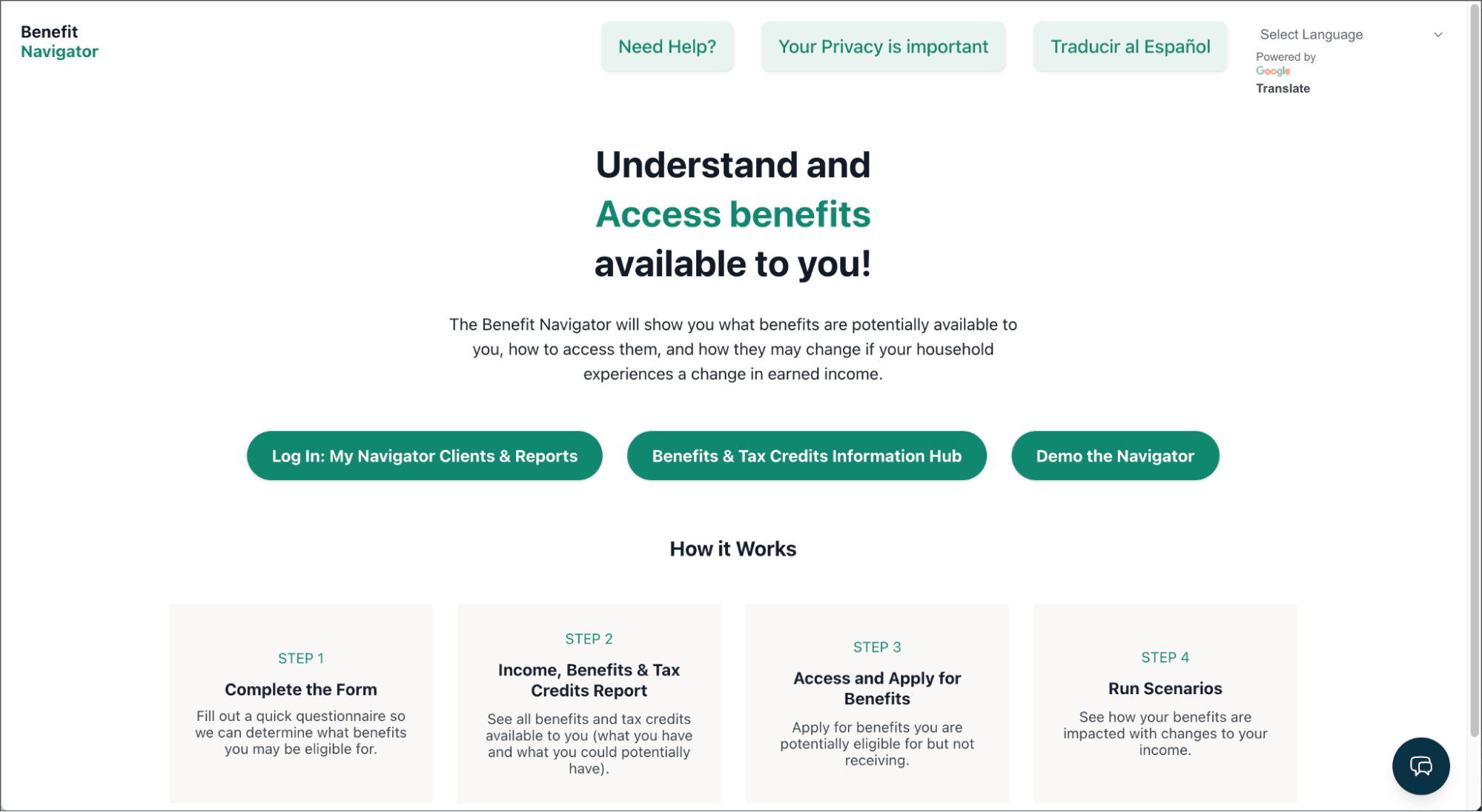 A screenshot of Imagine LA’s Benefit Navigator website.