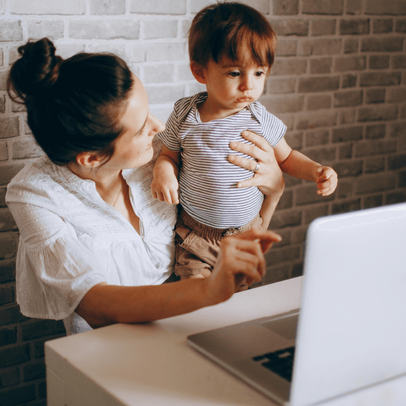 Mother and child at a computer